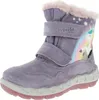 A single purple winter boot with a unicorn and rainbow design. Produktbild-Vorschau