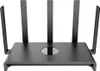 A black Reyee RG-EW3000GX PRO dual-band WiFi 6 router with four antennas is shown against a white background. Produktbild-Vorschau