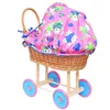 Puppenwagen aus Weide in Retro-Stil ROSA MIT TEDDYBÄREN Produktbild-Vorschau 2
