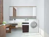 A laundry room with a washing machine and laundry basket. Produktbild-Vorschau