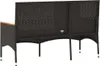 vidaXL Záhradná lavica 3-sed s vankúšom Black Poly Rattan Náhľad obrázku produktu 6