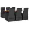 vidaXL 7-tlg. Garten-Essgruppe Schwarz Poly Rattan & Produktbild-Vorschau 3