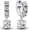 Pandora 293547C01- Pavé Dangle Hoop - náušnice Náhled obrázku produktu 1