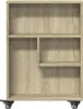 A close-up, front-facing view of a narrow, multi-shelf storage cart with wheels. Anteprima dell’immagine prodotto