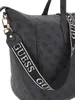 Close-up of a black Guess shopper bag with a repeating logo pattern. Produktbild-Vorschau