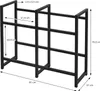 A diagram of a black metal shelving unit for beverage crates, with dimensions indicated. Produktbild-Vorschau