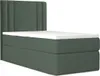 A green bed with a headboard and mattress is shown against a white background. Produktbild-Vorschau