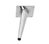 A single chrome furniture leg with a square mounting plate and a black rubber foot. Voir les images du produit