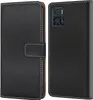 A black flip-style phone case for a Motorola Moto E22i is shown from two angles. Produktbild-Vorschau