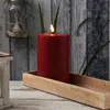 LED Stumpenkerze MIA - Echtwachs - realistische 3D Flamme - H: 15cm - D: 10cm - bordeauxrot Produktbild-Vorschau