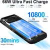 A marketing image showcasing a smartphone with its internal battery components exposed, highlighting its fast charging capabilities and battery capacity. Produktbild-Vorschau