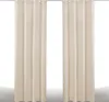 Two beige curtains hanging from a rod against a white background. Podgląd zdjęcia produktu