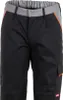 A close-up view of the upper part of black work pants with gray and orange accents. Produktbild-Vorschau
