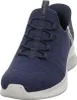 A close-up, front-facing view of a blue Skechers athletic shoe. Produktbild-Vorschau