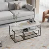 2er-Set Couchtisch, Eckiger Beistelltisch, Kaffeetisch mit Produktbild-Vorschau 3