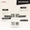 Marketing image showcasing features of a door handle set. Produktbild-Vorschau