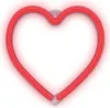 A red neon heart-shaped lamp is shown against a white background. Voir les images du produit