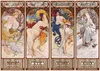 Four panels depicting the seasons, each with a woman representing a season, in an Art Nouveau style. Voir les images du produit