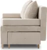 Side view of a beige corduroy couch with pillows. Produktbild-Vorschau