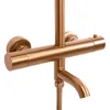 A close-up studio shot of a brushed copper shower faucet. Produktbild-Vorschau