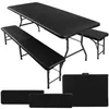 Set da giardino pieghevole nero – tavolo + 2 panche, 180 cm Anteprima dell’immagine prodotto 5