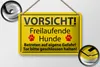 Blechschild Hinweis 18x12cm Vorsicht Freilaufende Hunde Produktbild-Vorschau 2