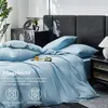 Bettwäsche Set 200x220 cm Mako Satin Baumwolle Hellblau Produktbild-Vorschau 5