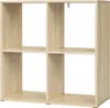 A light oak colored cube shelf unit with four open compartments, shown against a white background. Produktbild-Vorschau