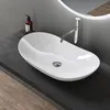 doporro Lavabo da Appoggio Ovale in Vetroceramica Bianco Anteprima dell’immagine prodotto 1