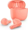 A pair of pink wireless earbuds and their charging case are displayed against a white background. Produktbild-Vorschau
