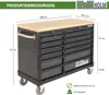 Werkstattwagen DELUXE 12 Schubladen 123 cm Breite Produktbild-Vorschau 3