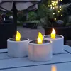 LED Solar Teelichter - orange flackernde LED - Lichtsensor - H: 6cm/D: 5,2cm - für Außen - 3er Set Produktbild-Vorschau