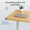 A close-up view of a desk surface with a laptop and a small plant, highlighting its material and eco-friendly certification. Náhled obrázku produktu