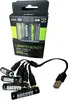 A box of AAA rechargeable batteries and a USB-C charging cable with multiple battery connectors. Anteprima dell’immagine prodotto