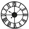 IvoQ Große Schwarze Wanduhr Metall mit Römischen Ziffern - Produktbild-Vorschau 1