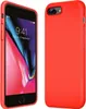 A red iPhone case is shown from the front and back, with the phone inside the case visible from the front. Produktbild-Vorschau