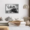 Gerahmtes Poster - Schwarzer Rahmen - Zug Schwarzweiß Rauch Produktbild-Vorschau 7