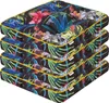 A stack of four chair cushions with a tropical floral pattern. Anteprima dell’immagine prodotto