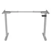 A silver electric standing desk frame with a black control panel on a white background. Produktbild-Vorschau
