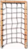 A climbing net attached to a wooden frame, shown against a white background. Produktbild-Vorschau
