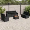 Design 8-tlg. Garten-Sofagarnitur mit Kissen Schwarz Poly Produktbild-Vorschau 1