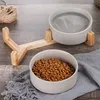 Keramická dvojitá miska drevená sivá 2x400 ml Náhľad obrázku produktu 8
