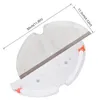 A close-up view of a robot vacuum cleaner mop pad and its base, with measurement lines indicating dimensions. Voir les images du produit