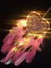 Herz Traumfänger Mit Lichtern Boho-Stil Handgefertigt LED Produktbild-Vorschau 6