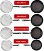 A collage of four different sizes of Tefal Jamie Oliver frying pans, showing both the underside and the cooking surface of each pan. Produktbild-Vorschau