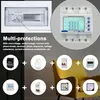 A collage of electrical components and digital displays, possibly for a smart home or industrial electrical system. Produktbild-Vorschau