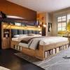 okwish Polsterbett 180x200 Doppelbett Nachttische mit USB- Produktbild-Vorschau 3