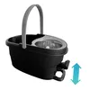 A black spin mop bucket with a silver spinner and a gray handle, shown against a white background. Podgląd zdjęcia produktu