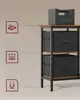 A product shot of a black and brown storage unit with icons representing features to the left. Náhled obrázku produktu
