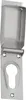 A silver metal keyhole cover with a hinged flap. Produktbild-Vorschau
